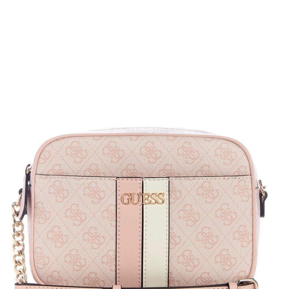 Compact Crossbody Bag with Multiple Pockets, Gold Hardware, Top Zip Closure